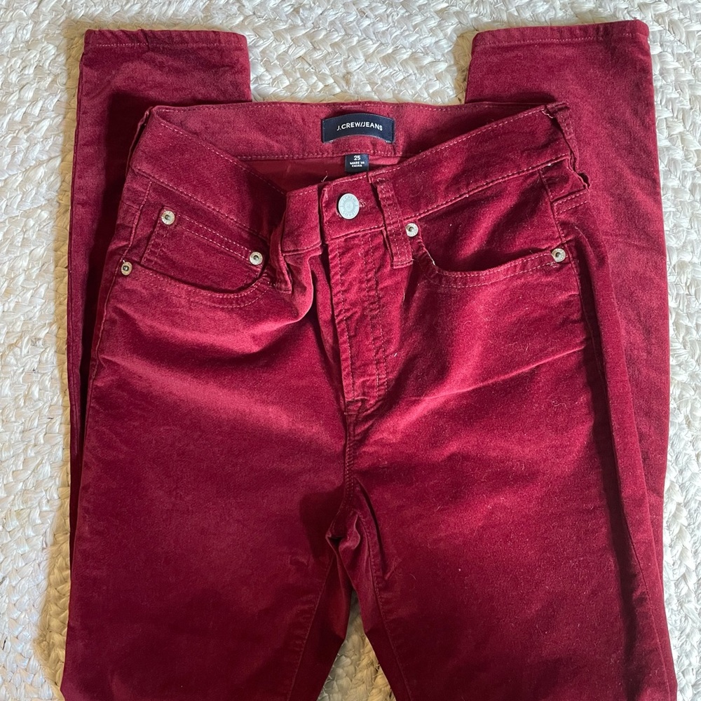 J.Crew high rise toothpick velvet jeans. Size 25